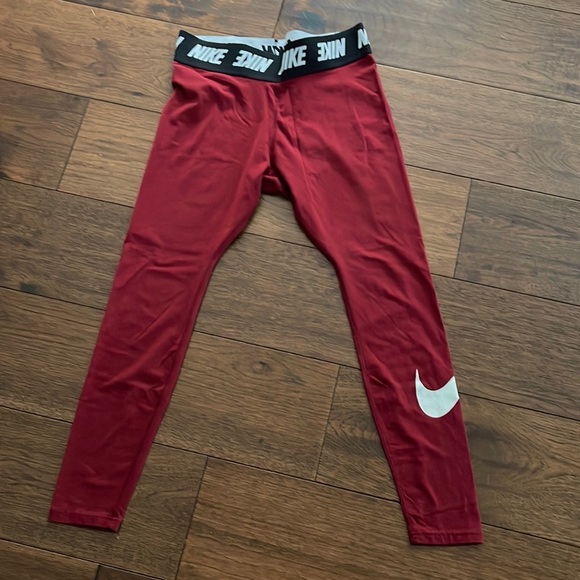 Nike Pants - Nike burgundy leggings size large cotton blend